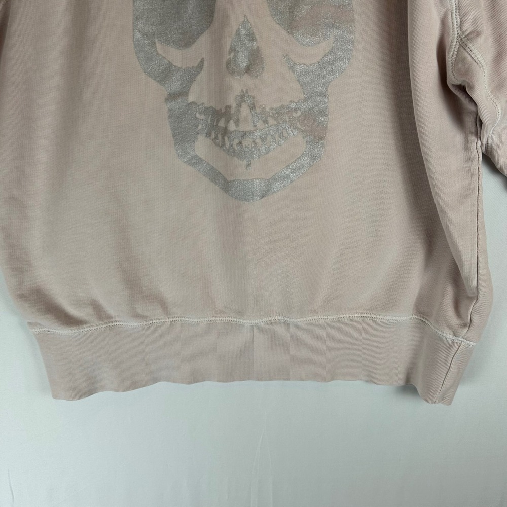 Zadig & Voltaire Womens Pink Skull Graphic Raglan Sweatshirt Silver Metallic M - Picture 7 of 9